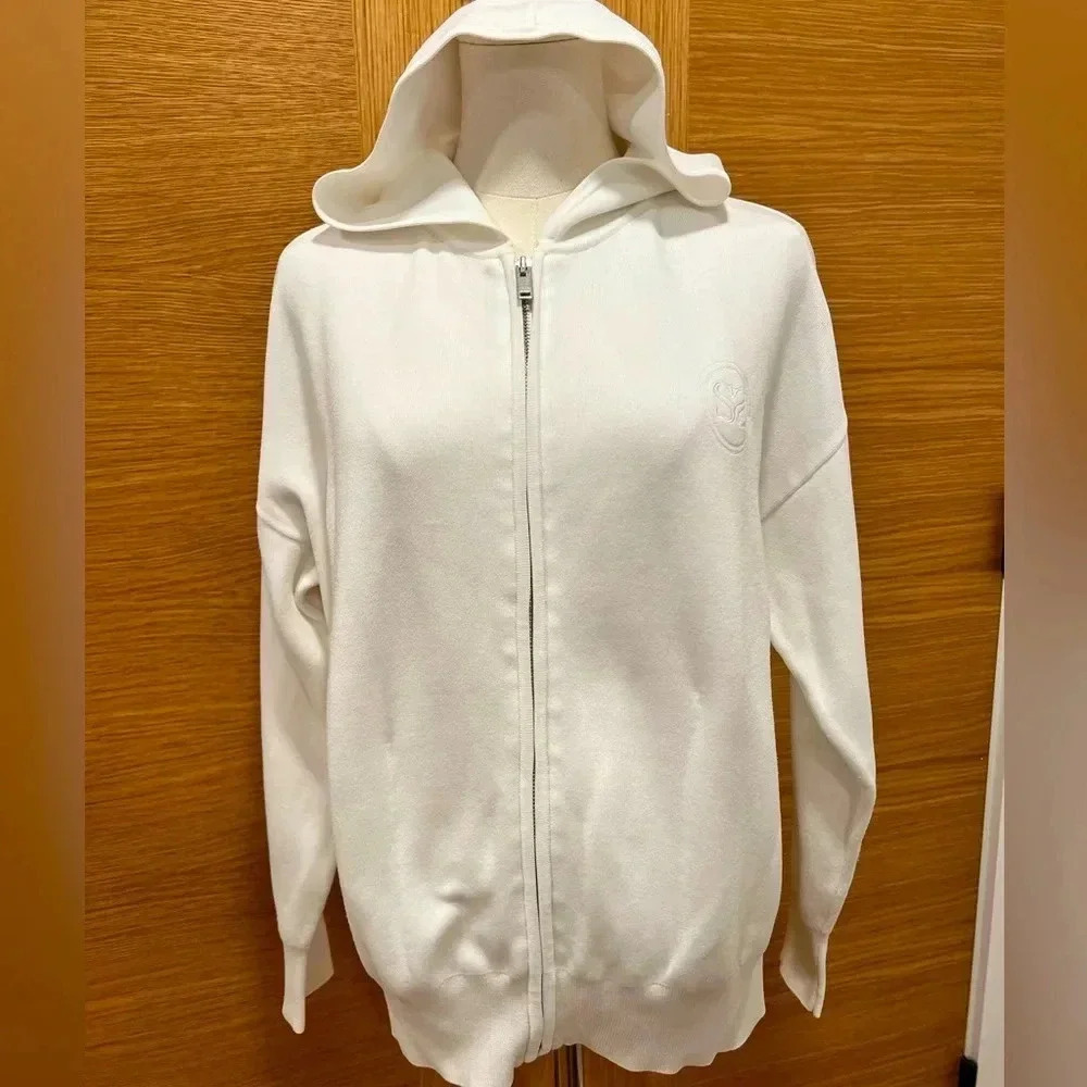 SANDRO | Reynold logo-embroidered zip-up hoodie | White | XL | NWT